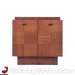 Lane Brutalist Mid Century Walnut Nightstands - Pair