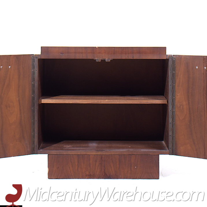 Lane Brutalist Mid Century Walnut Nightstands - Pair