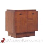 Lane Brutalist Mid Century Walnut Nightstands - Pair