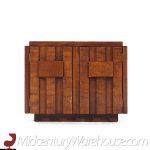 Lane Staccato Brutalist Mid Century Walnut Nightstands - Pair