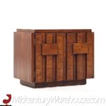 Lane Staccato Brutalist Mid Century Walnut Nightstands - Pair