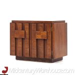 Lane Staccato Brutalist Mid Century Walnut Nightstands - Pair