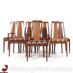 Merton Gershun for American of Martinsville Mid Century Walnut and Cane Dining Chairs - Set of 8