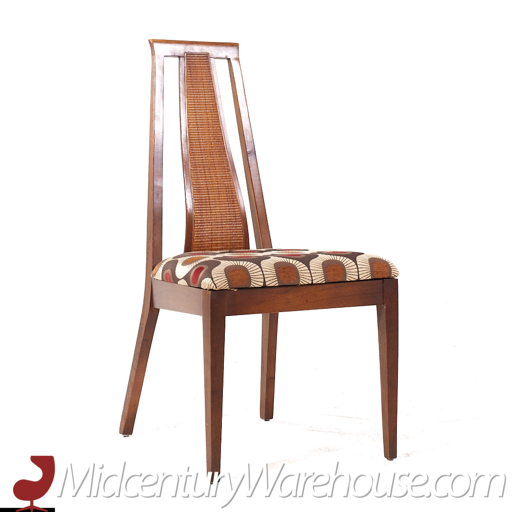 Merton Gershun for American of Martinsville Mid Century Walnut and Cane Dining Chairs - Set of 8