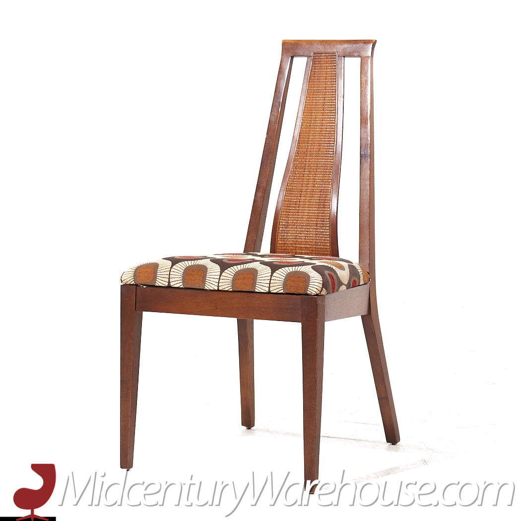 Merton Gershun for American of Martinsville Mid Century Walnut and Cane Dining Chairs - Set of 8