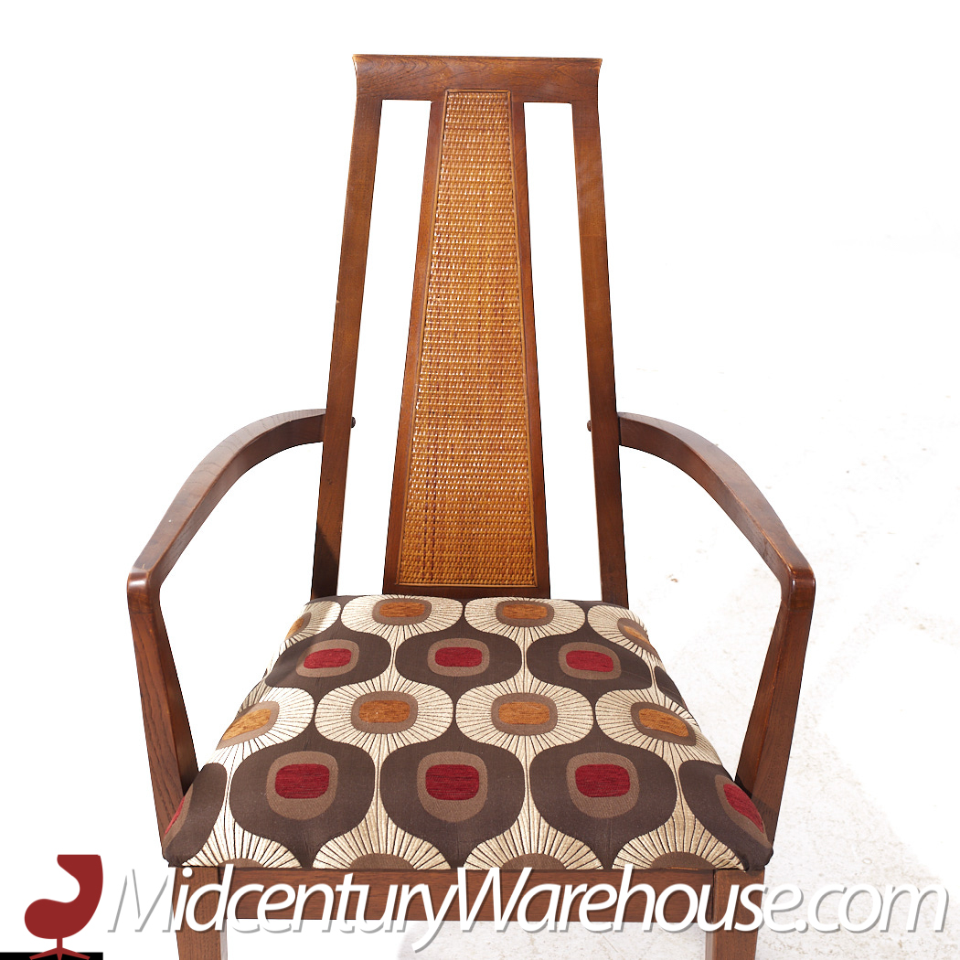 Merton Gershun for American of Martinsville Mid Century Walnut and Cane Dining Chairs - Set of 8