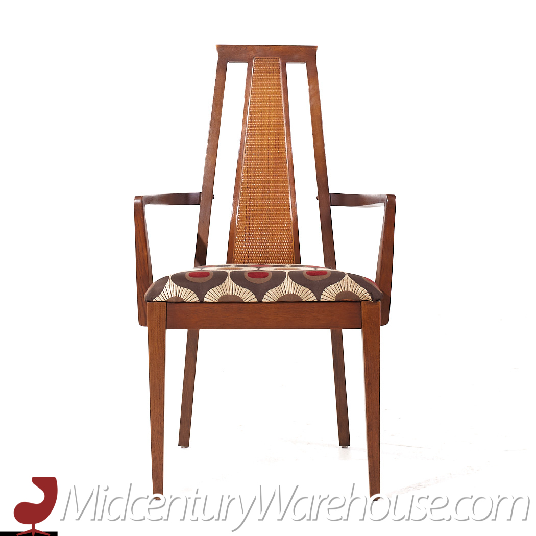 Merton Gershun for American of Martinsville Mid Century Walnut and Cane Dining Chairs - Set of 8