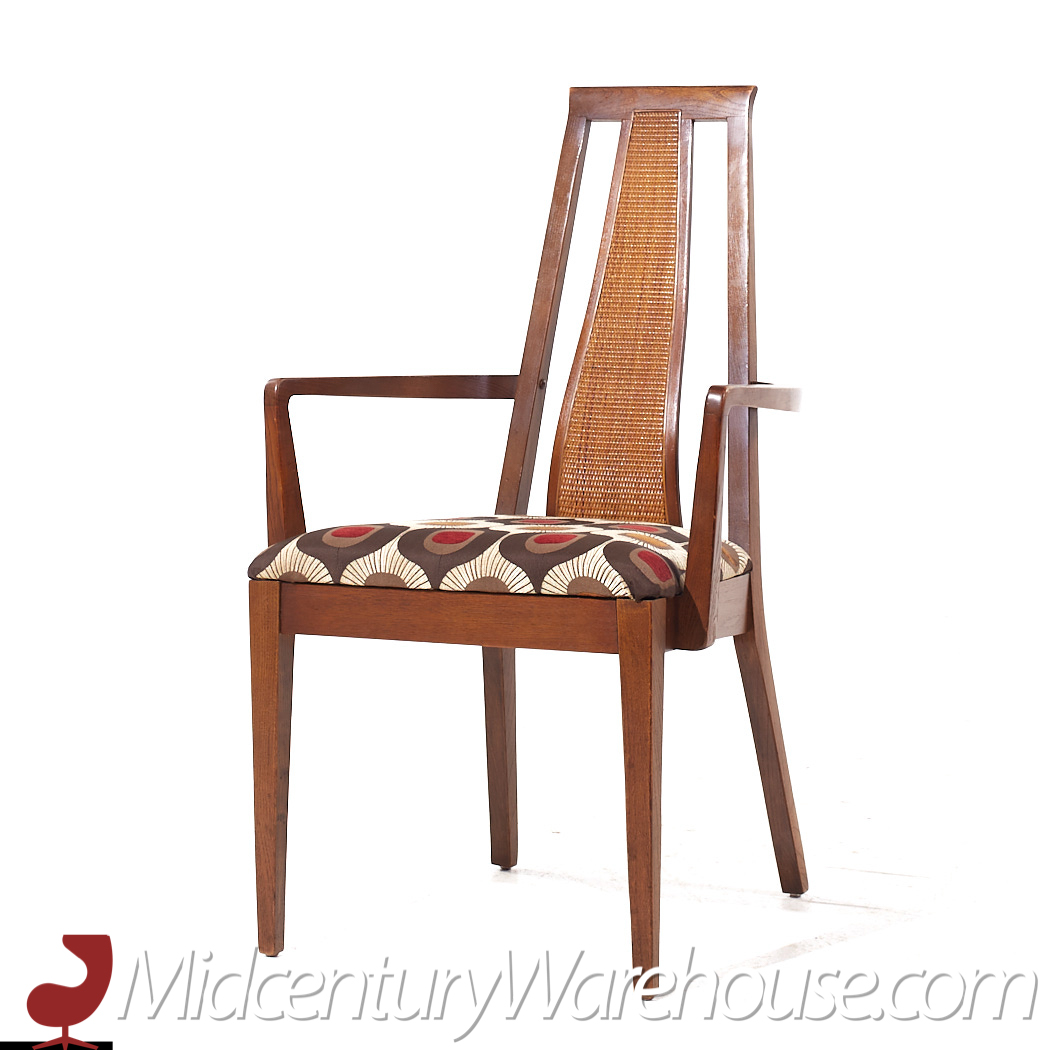 Merton Gershun for American of Martinsville Mid Century Walnut and Cane Dining Chairs - Set of 8