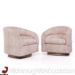 Milo Baughman Style Mid Century Swivel Barrel Lounge Chairs - Pair