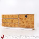 Milo Baughman for Lane Mid Century White Lacquer and Burlwood Dresser