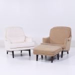 Roger Sprunger for Dunbar Mid Century Lounge Chair and Ottoman - Pair