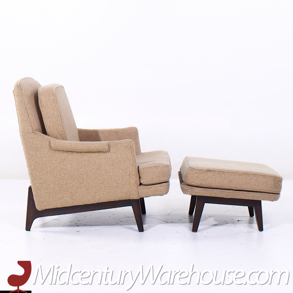 Roger Sprunger for Dunbar Mid Century Lounge Chair and Ottoman