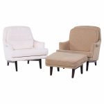 Roger Sprunger for Dunbar Mid Century Lounge Chair and Ottoman - Pair