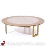 S.j. Campbell Mid Century Travertine and Brass Coffee Table