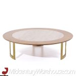 S.j. Campbell Mid Century Travertine and Brass Coffee Table