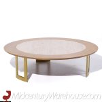 S.j. Campbell Mid Century Travertine and Brass Coffee Table