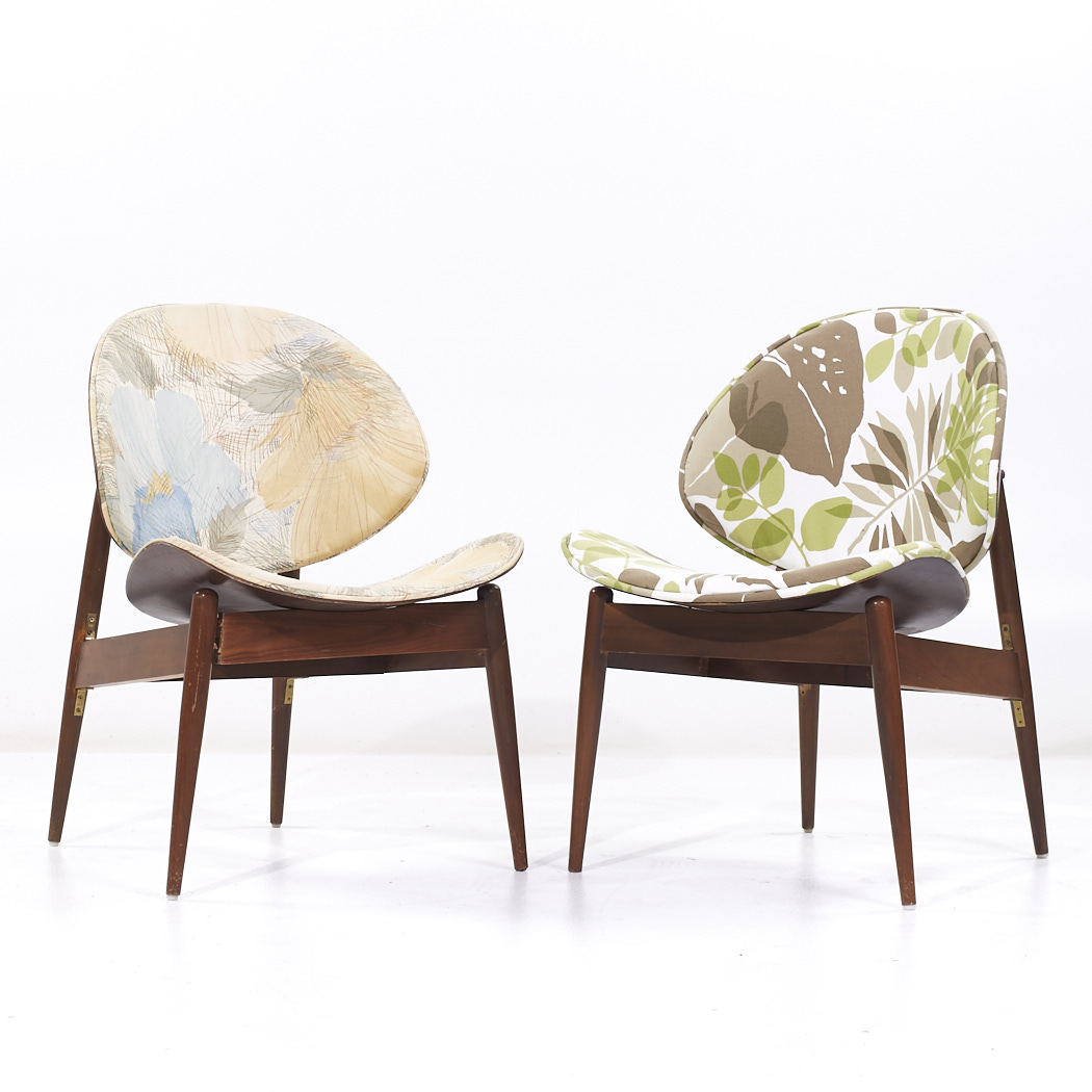 Seymour James Weiner for Kodawood Mid Century Clam Shell Chairs - Pair