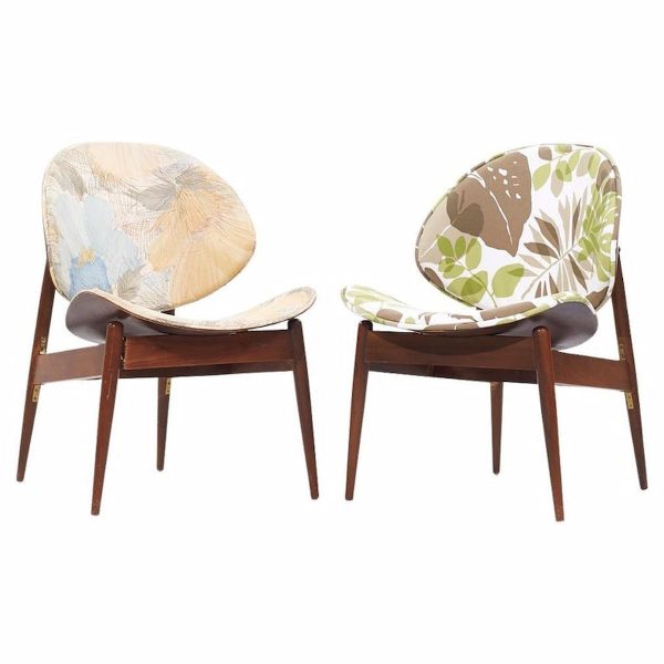 Seymour James Weiner for Kodawood Mid Century Clam Shell Chairs - Pair