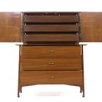 Vladimir Kagan Style Mid Century Sculptural Walnut Highboy Dresser