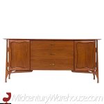 Vladimir Kagan Style Mid Century Sculptural Walnut Lowboy Dresser