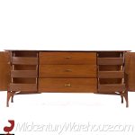 Vladimir Kagan Style Mid Century Sculptural Walnut Lowboy Dresser