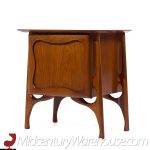 Vladimir Kagan Style Mid Century Sculptural Walnut Nightstands - Pair