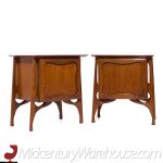 Vladimir Kagan Style Mid Century Sculptural Walnut Nightstands - Pair