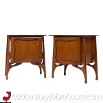 Vladimir Kagan Style Mid Century Sculptural Walnut Nightstands - Pair