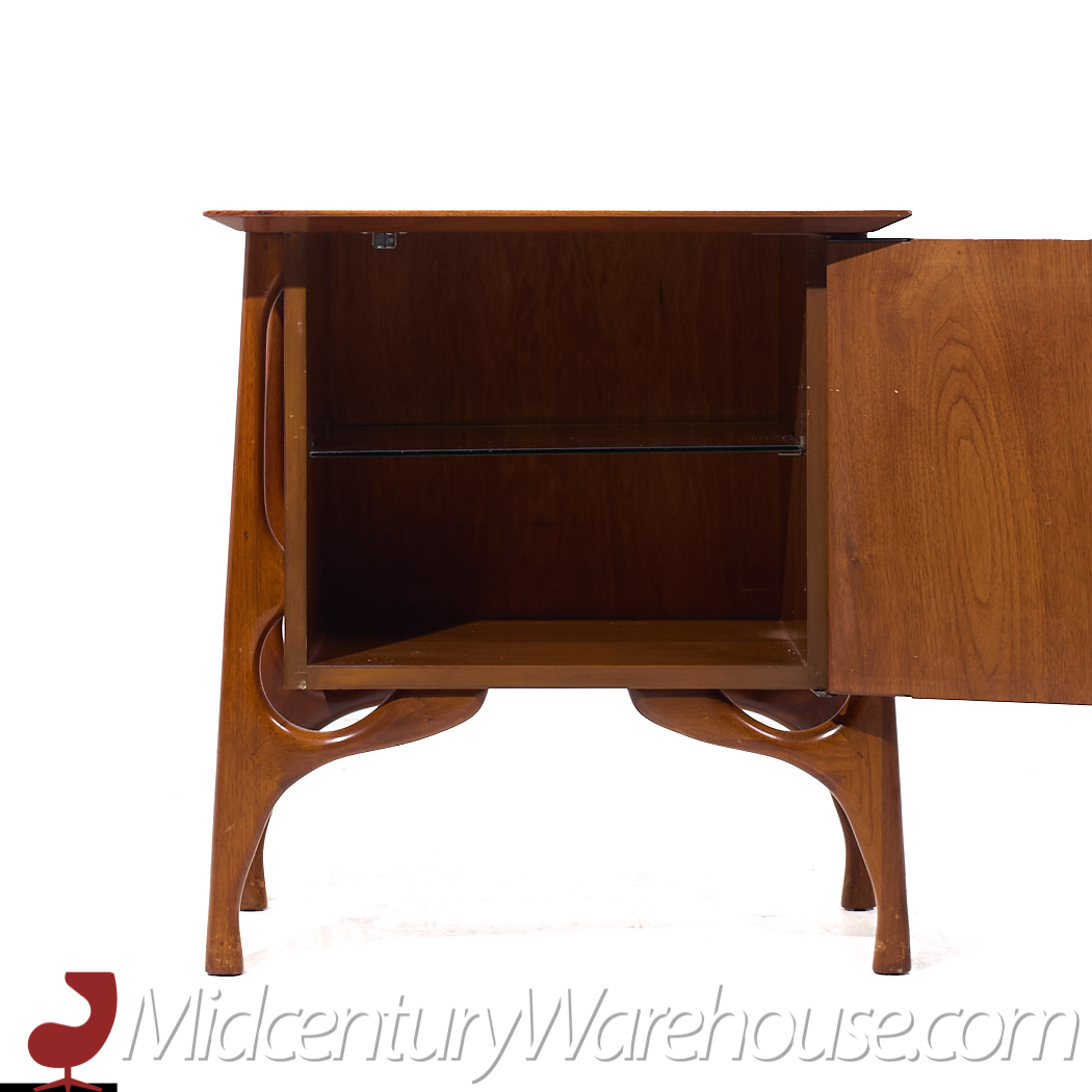 Vladimir Kagan Style Mid Century Sculptural Walnut Nightstands - Pair