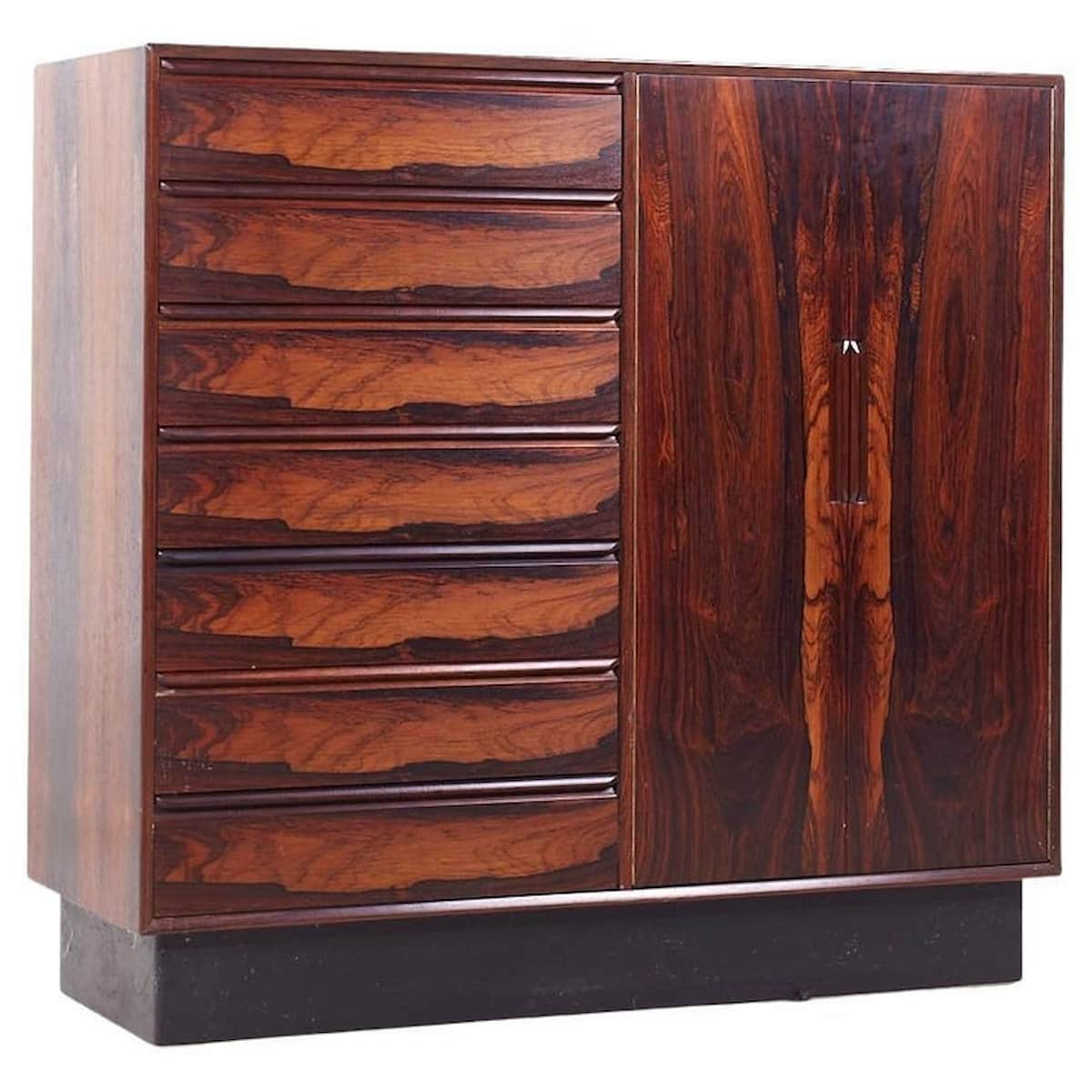 Westnofa Mid Century Danish Rosewood 14 Drawer Armoire Gentleman's Chest Highboy Dresser