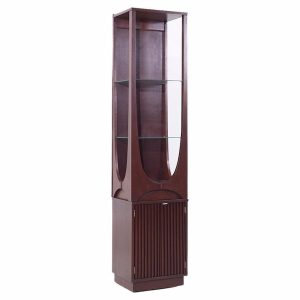 broyhill brasilia mid century walnut curio cabinet