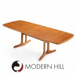 Dyrlund Style Mid Century Danish Teak Hidden Leaf Expanding Dining Table with 2 Leaves | Mid Century Modern Furniture - Mid Century Furniture Chicago Dyrlund Style Mid Century Danish Teak Hidden Leaf Expanding Dining Table with 2 Leaves