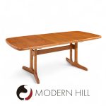 Dyrlund Style Mid Century Danish Teak Hidden Leaf Expanding Dining Table with 2 Leaves | Mid Century Modern Furniture - Mid Century Furniture Chicago Dyrlund Style Mid Century Danish Teak Hidden Leaf Expanding Dining Table with 2 Leaves