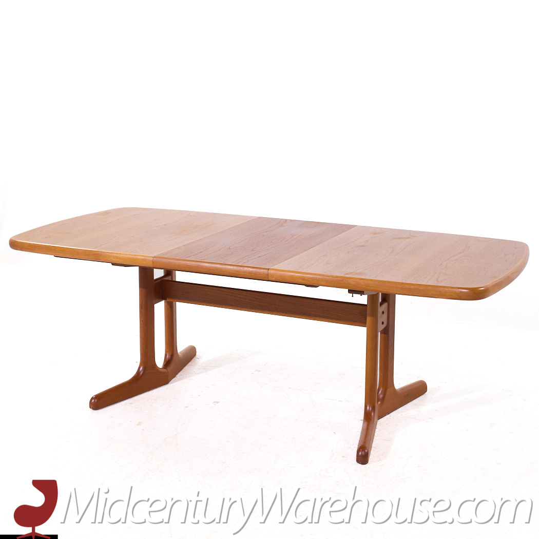 Dyrlund Style Mid Century Danish Teak Hidden Leaf Expanding Dining Table with 2 Leaves