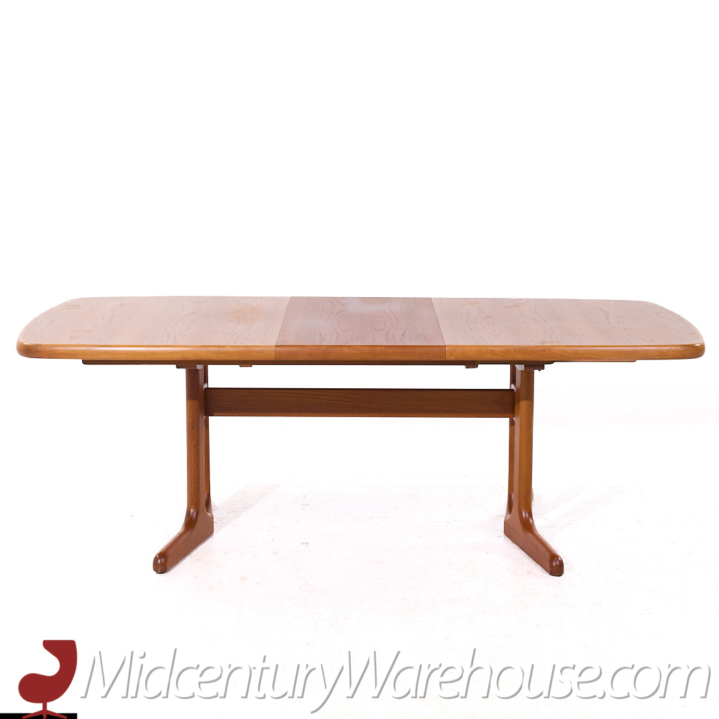 Dyrlund Style Mid Century Danish Teak Hidden Leaf Expanding Dining Table with 2 Leaves