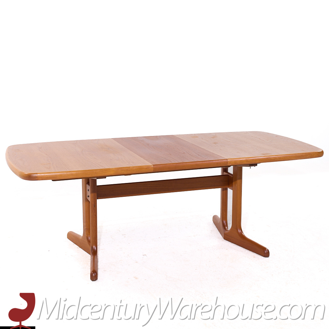 Dyrlund Style Mid Century Danish Teak Hidden Leaf Expanding Dining Table with 2 Leaves