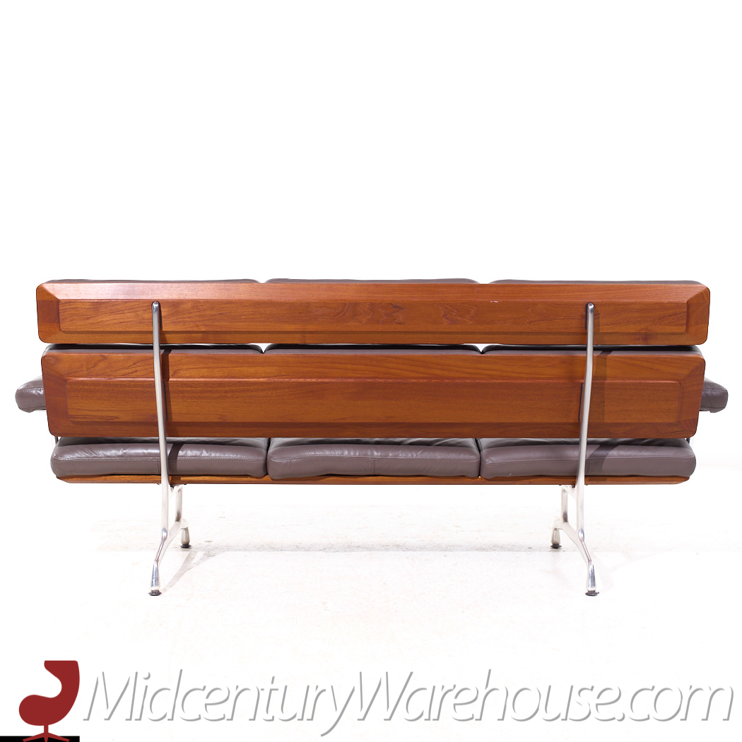 Eames for Herman Miller Mid Century Walnut and Leather 3 Seat Sofa