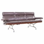 Eames for Herman Miller Mid Century Walnut and Leather 3 Seat Sofa