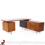 George Nelson for Herman Miller 9000 Series Mid Century Walnut Executive Corner Desk with Return