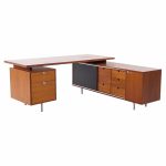George Nelson for Herman Miller 9000 Series Mid Century Walnut Executive Corner Desk with Return