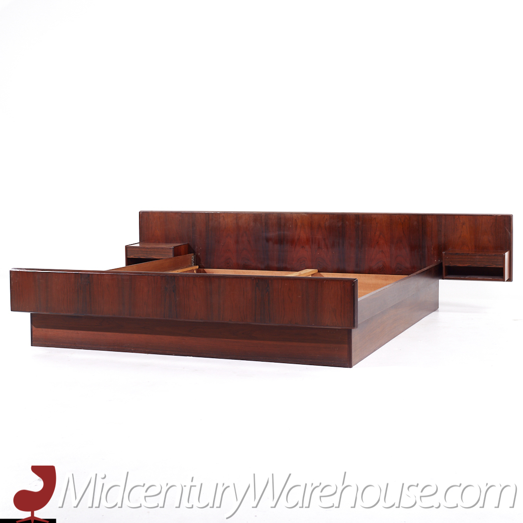 Hans Olsen Style Mid Century Danish King Rosewood Platform Bed