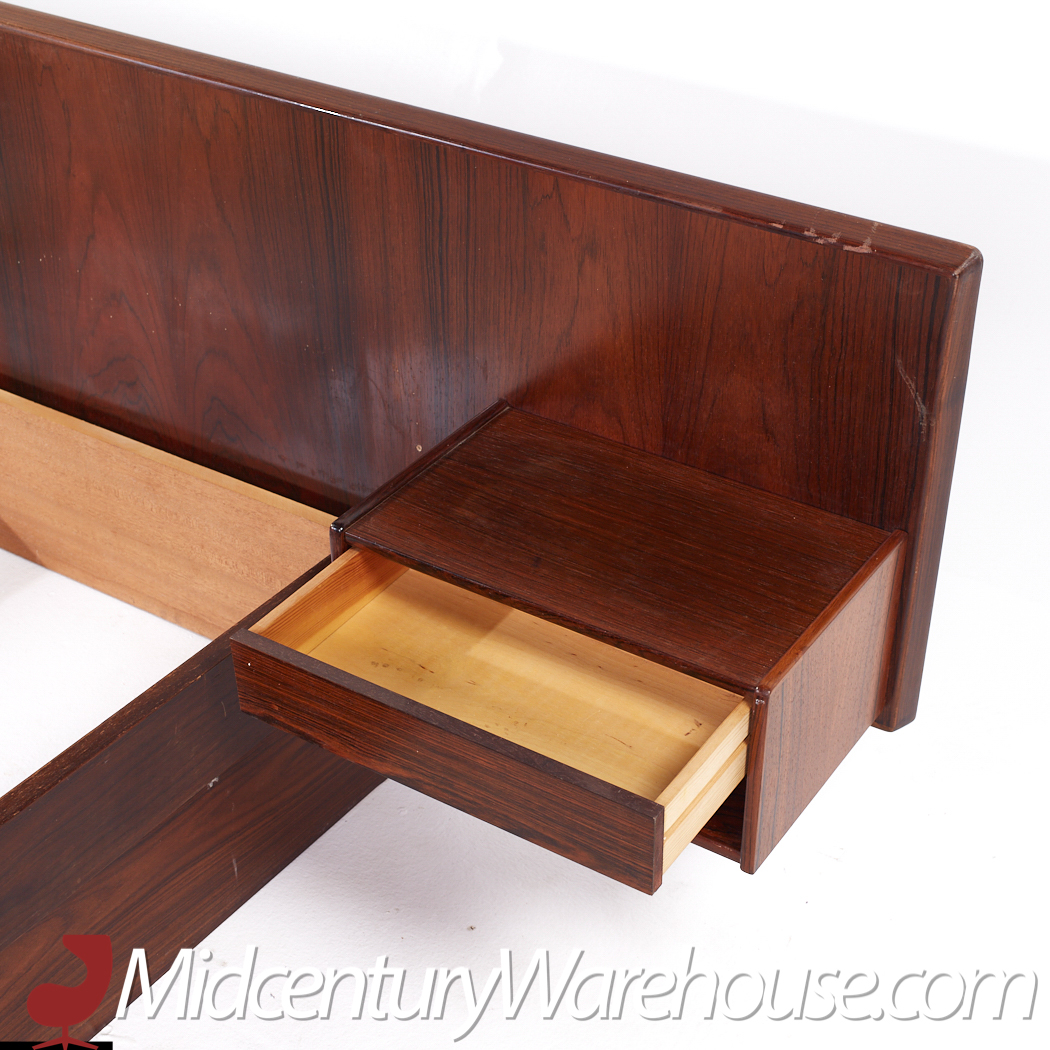 Hans Olsen Style Mid Century Danish King Rosewood Platform Bed