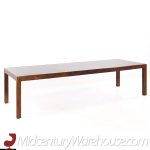 Henredon Mid Century Walnut and Mirrored Top Expanding Dining Table with 2 Leaves