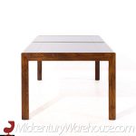 Henredon Mid Century Walnut and Mirrored Top Expanding Dining Table with 2 Leaves