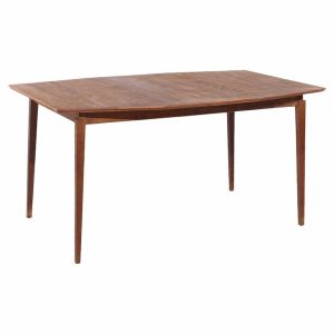 jens risom mid century expanding walnut dining table with 1 leaf