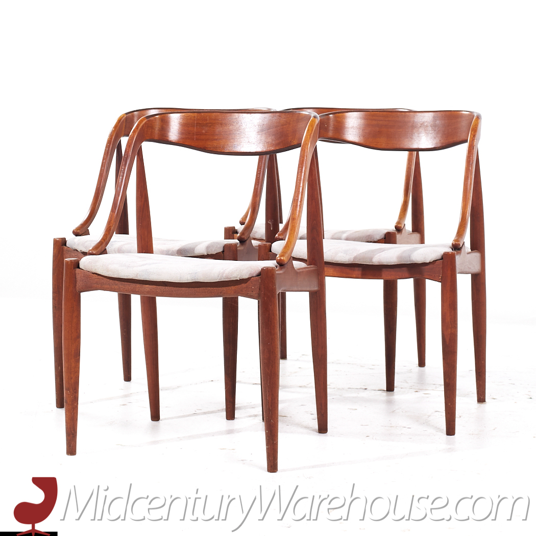 Johannes Andersen Mid Century Danish Teak Dining Chairs - Set of 4