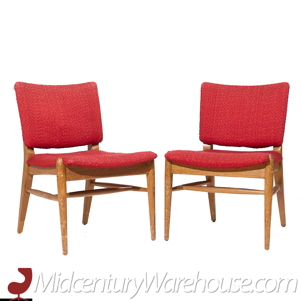 John Keal for Brown Saltman Mid Century Beached Mahogany Dining Chairs - Pair