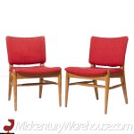 John Keal for Brown Saltman Mid Century Beached Mahogany Dining Chairs - Pair