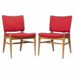 John Keal for Brown Saltman Mid Century Beached Mahogany Dining Chairs - Pair