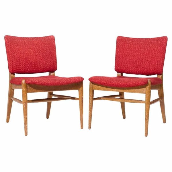 John Keal for Brown Saltman Mid Century Beached Mahogany Dining Chairs - Pair